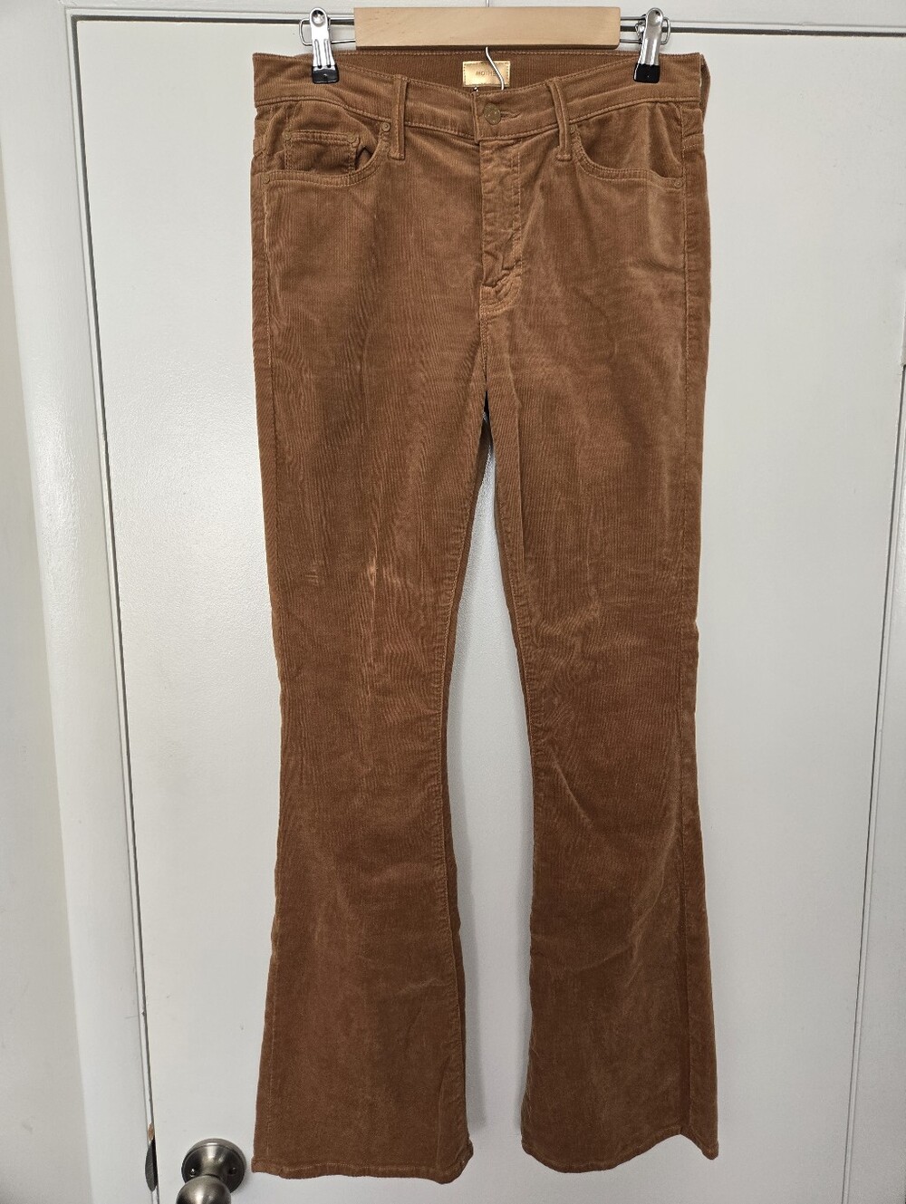 Mother The Weekender Corduroy Flare Pants Caramel Brown Hopscotch Size 29